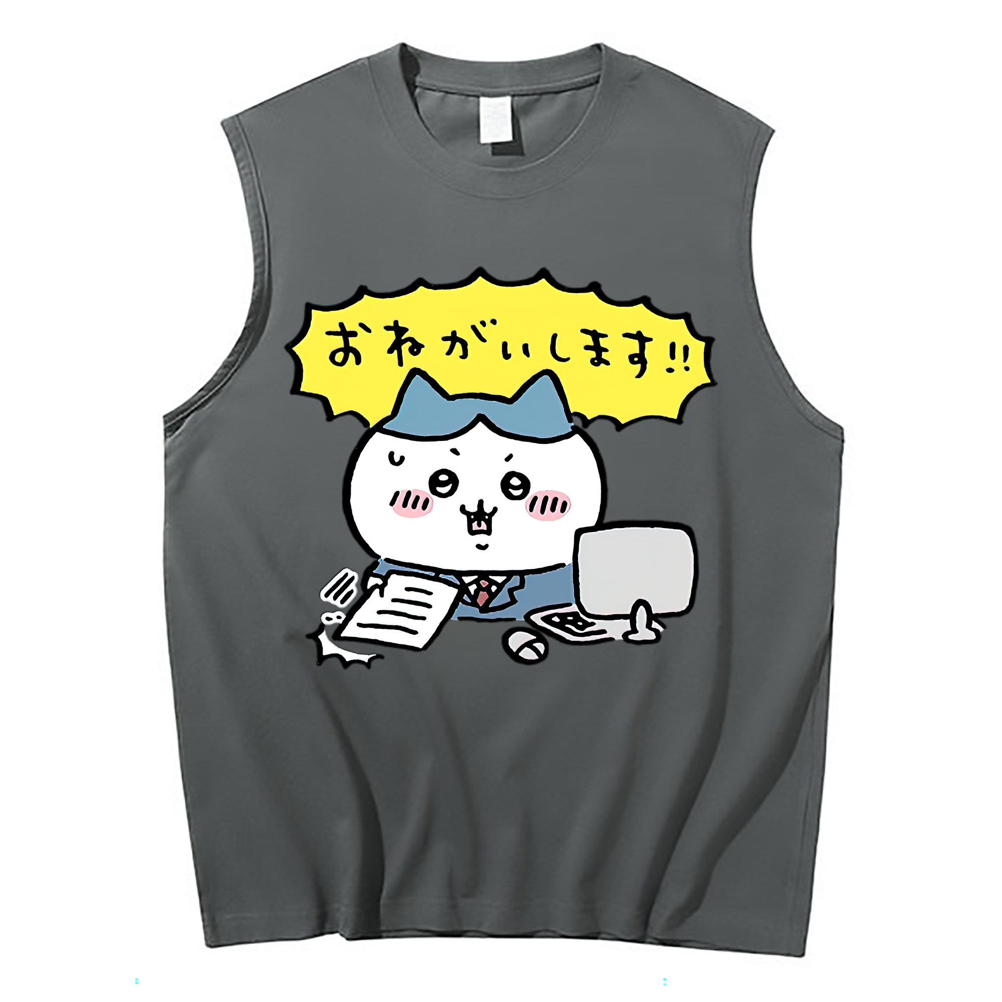 （画像用） ちいかわ ハチワレ Chii-kawa hachiware コットン100％タンクトップ（フロントプリント）